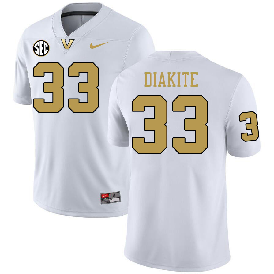 Vanderbilt Commodores #33 Boubacar Diakite College Football Jerseys 2024 Uniforms Stitched-White